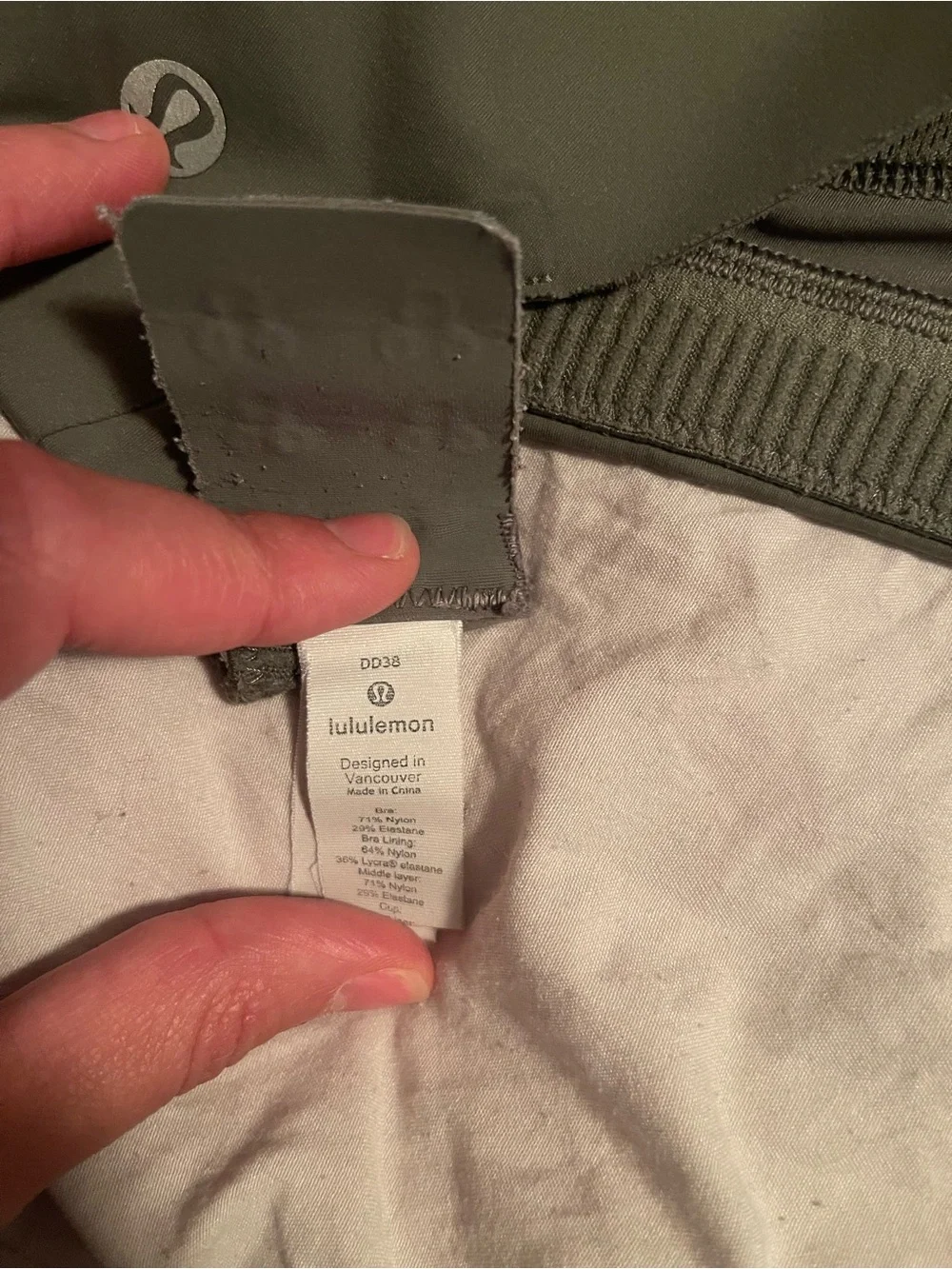 Lululemon All Powered Up Bra Grey Sage Medium Support Sports Bra 38DD